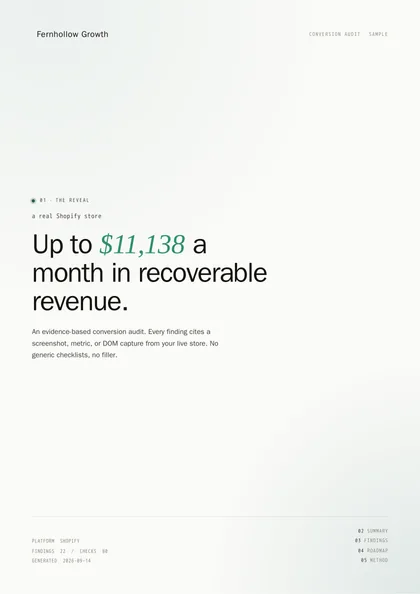 Report cover with the Fernhollow Growth name, logo and contact line